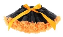 Strutskørt, sort/orange - det sødeste strutskørt til børn med silkebånd